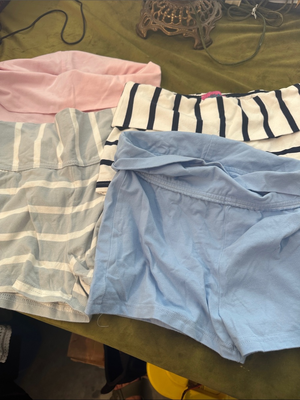 Edikted Light Blue, Pink, Navy & White Striped Athletic Shorts Pack